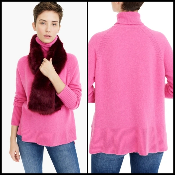 EUC J. Crew Side Slit Supersoft Turtleneck Sweater in Intense Pink - Picture 2 of 16